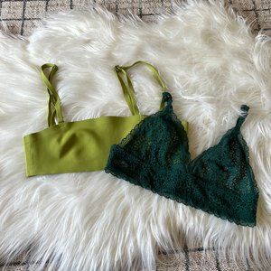 Free People Intimately & J.Crew Green Bralette Bundle Small